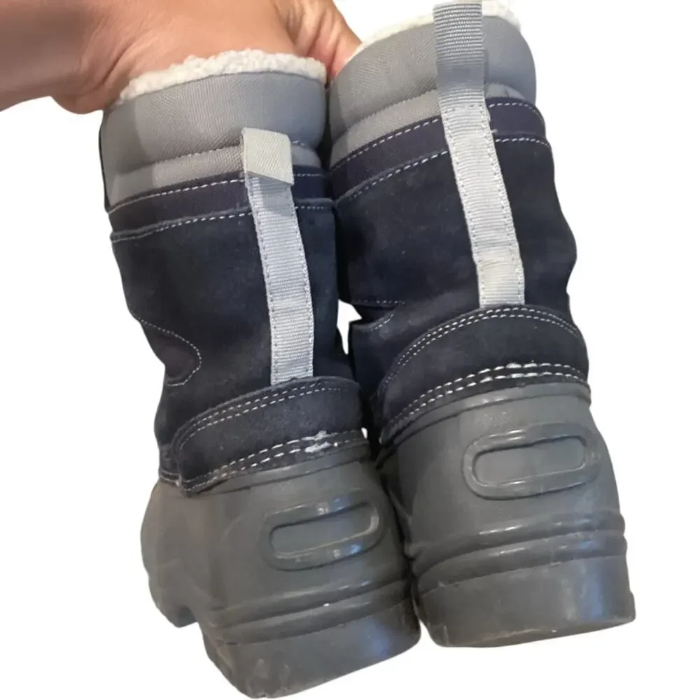 Lands’ End Kids Snow Boats Youth Sz US 3 EU 34 Navy Blue‎ Shearling Lined Winter